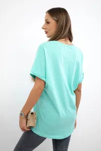 Cotton blouse with mint pocket