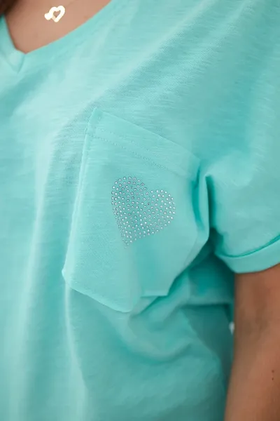 Cotton blouse with mint pocket