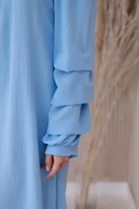 Spanish dress with decorative sleeves blue