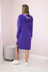 Hooded dress with dark purple print