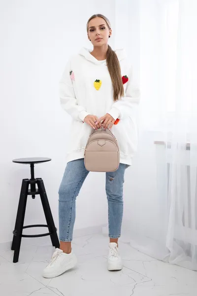 Insulated sweatshirt with ecru strawberry motif