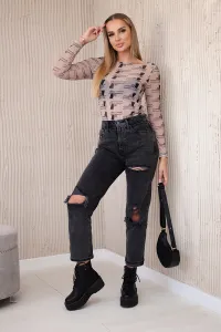 Body blouse with pistols beige