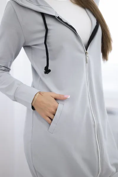 Gray dress with hood and hood