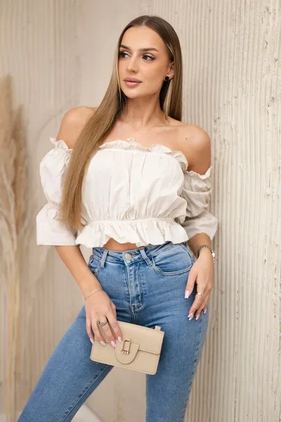 Beige shoulder blouse
