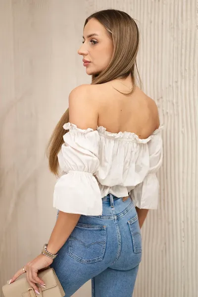Beige shoulder blouse