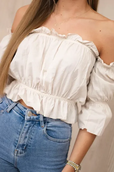 Beige shoulder blouse
