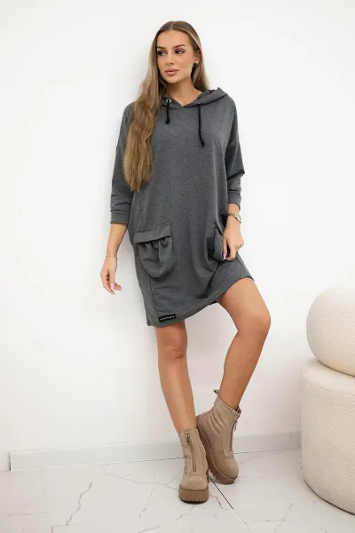 Graphite dress with hood
