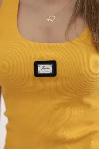 Striped blouse with a metal mustard plate