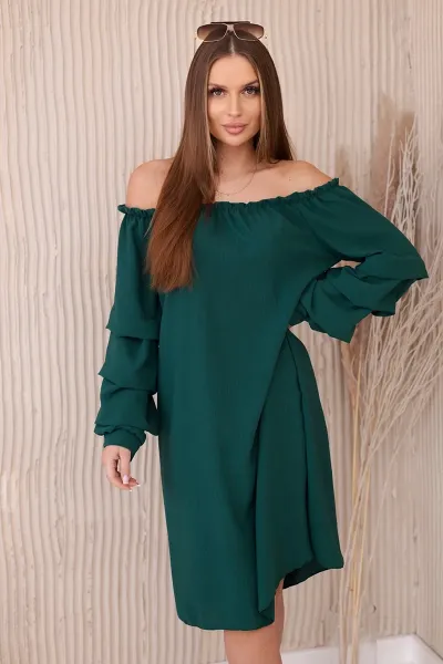 Spanish dress with decorative sleeves dark green