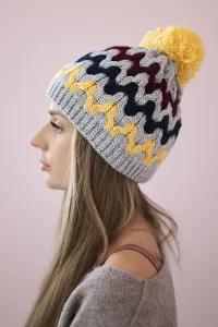 Women's cap Laila K283 dark gray+yellow