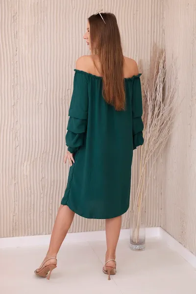 Spanish dress with decorative sleeves dark green