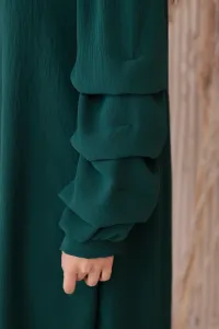 Spanish dress with decorative sleeves dark green