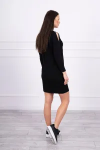 Dress with 3D graphics with pearls black