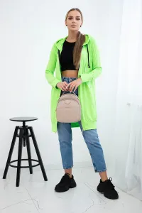 Dress with hood and hood green neon color