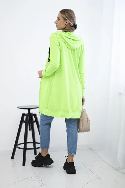 Dress with hood and hood green neon color