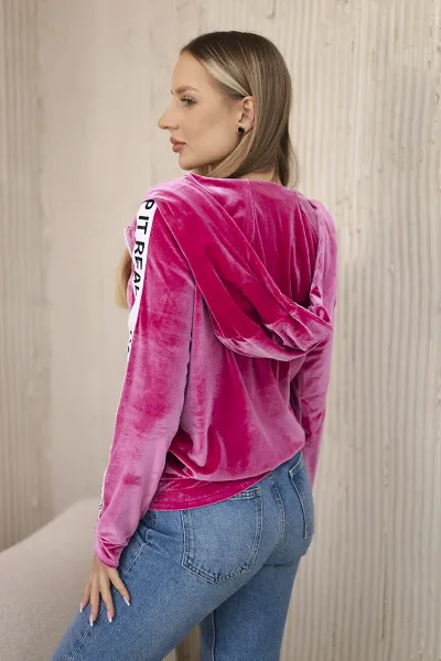 Velour hoodie fuchsia