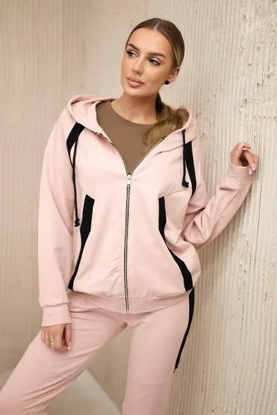 Striped sports set in dark powder pink