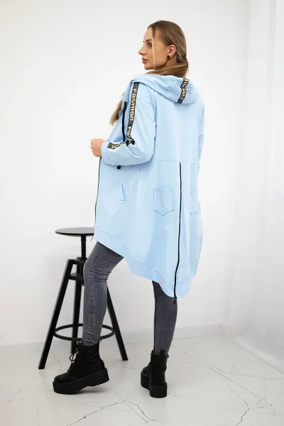 Zip-up sweatshirt in back cyan