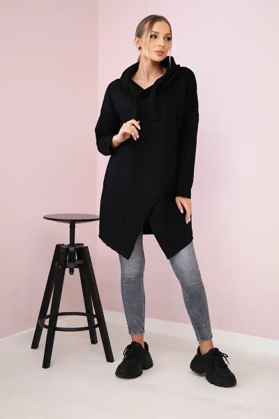 Tunic with a clutch front Oversize black