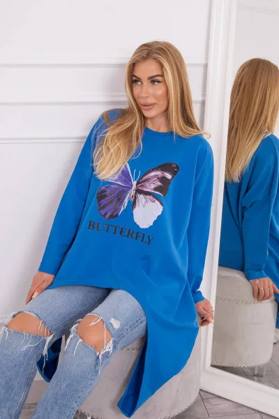 Legínovo Oversize béžová blúzka s potlačou Farba: Modrá, Veľkosť: UNI