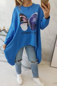 Legínovo Oversize béžová blúzka s potlačou Farba: Modrá, Veľkosť: UNI