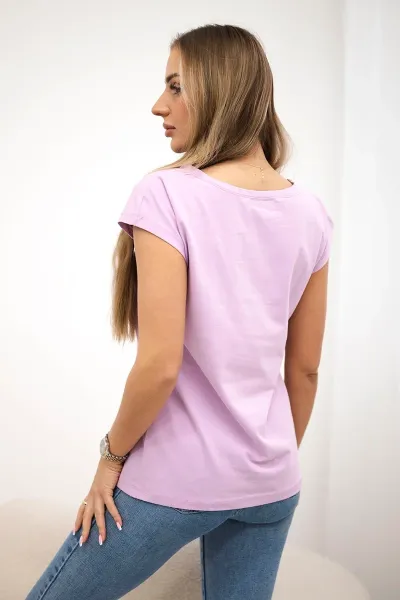Blouse with purple lip print