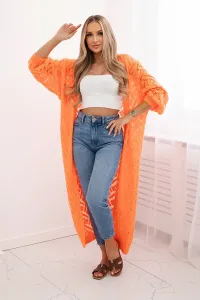 Long cardigan Super KID Mohair orange neon