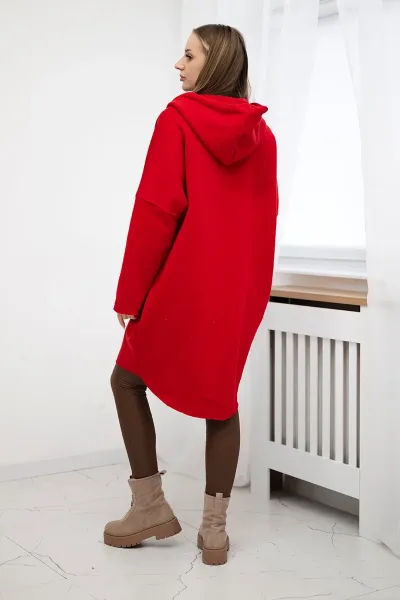 Insulated sweatshirt with a longer back part red