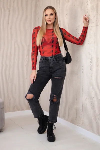Red body blouse with pistols