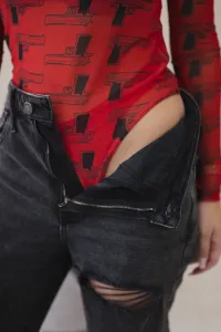 Red body blouse with pistols
