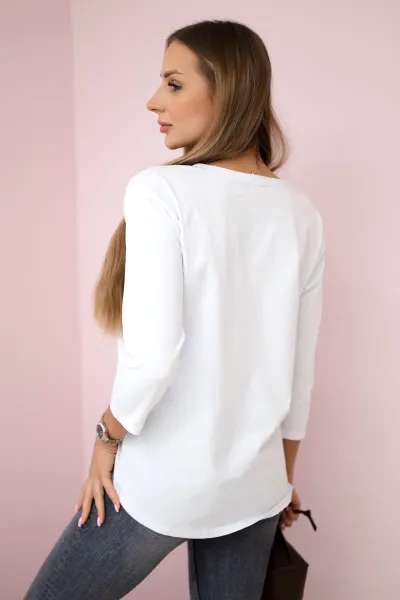 Blouse with Summer Girl print white
