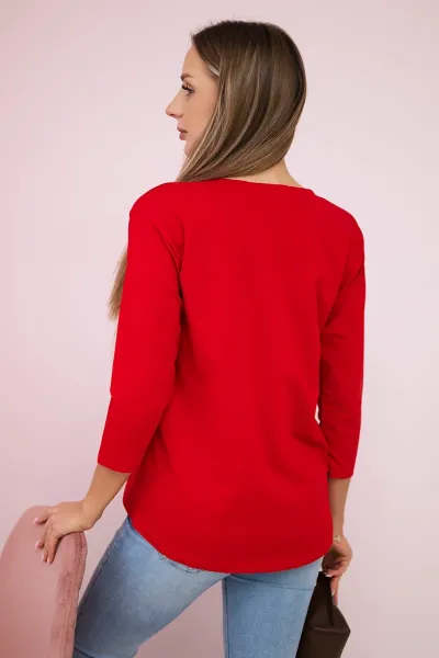 Blouse with graphics and a colorful bow 3D red