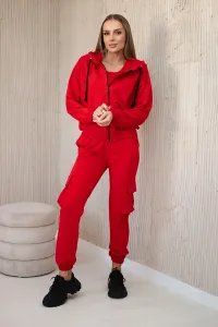 Set 3in1 sweatshirt + top + trousers red