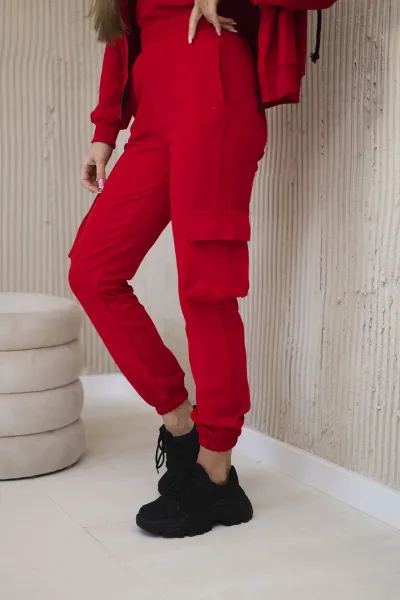 Set 3in1 sweatshirt + top + trousers red