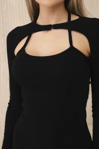 Fitted dress - ribbed black