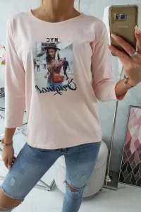 Original print blouse powder pink
