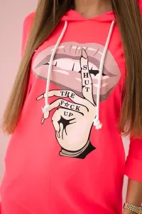 Dress with a longer back and a colorful pink neon print