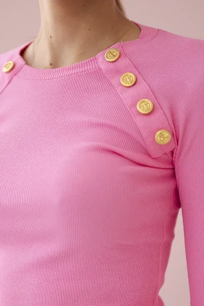 Dress with decorative buttons light pink
