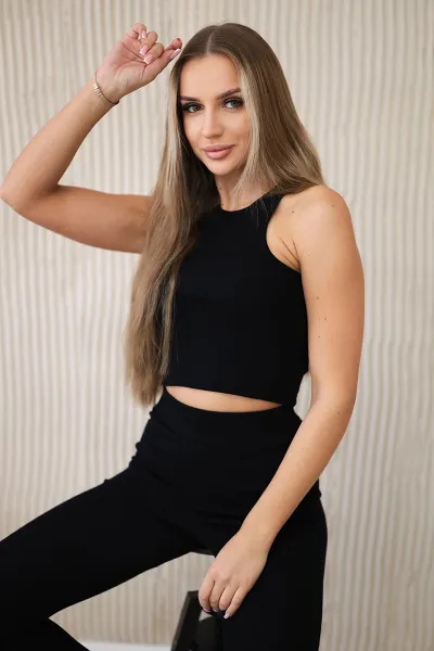 3-piece MOOR set of sweatshirt, top and leggings black + graphite