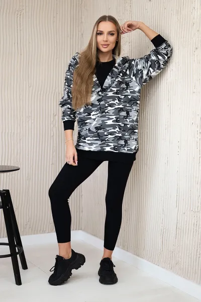 3-piece MOOR set of sweatshirt, top and leggings gray + black