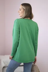 Sweater with front pockets in light green color