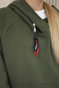 Tunic with zipper on hood Oversize khaki