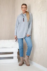 Tunic with zipper on hood Oversize gray