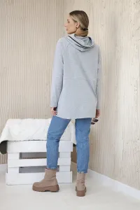 Tunic with zipper on hood Oversize gray
