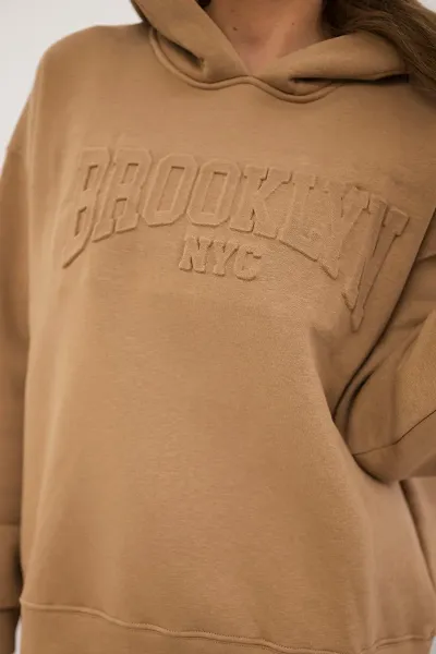 Insulated cotton set, sweatshirt + pants Brooklyn camel