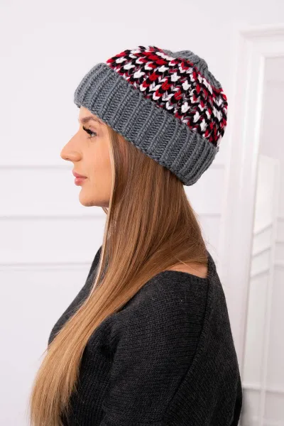 Women's cap Iris K348 dark gray+red