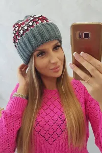Women's cap Iris K348 dark gray+red
