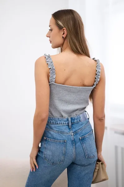 Gray nude blouse with straps