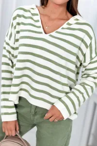 Striped sweater dark mint