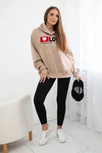 Cotton insulated hooded sweatshirt dark beige